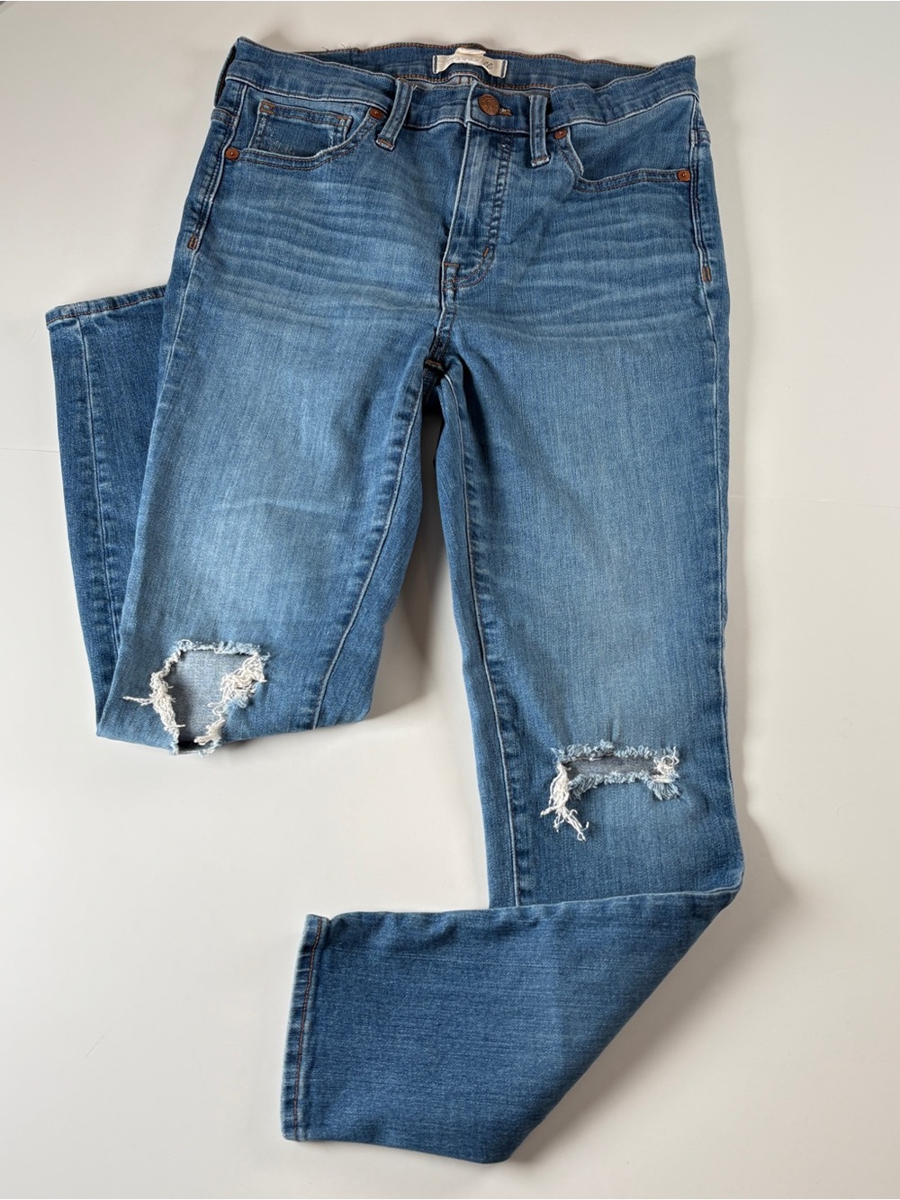 Madewell 9" High Rise Skinny Crop Jeans 27 Distressed Ripped Ankle Y2K Indie Alt